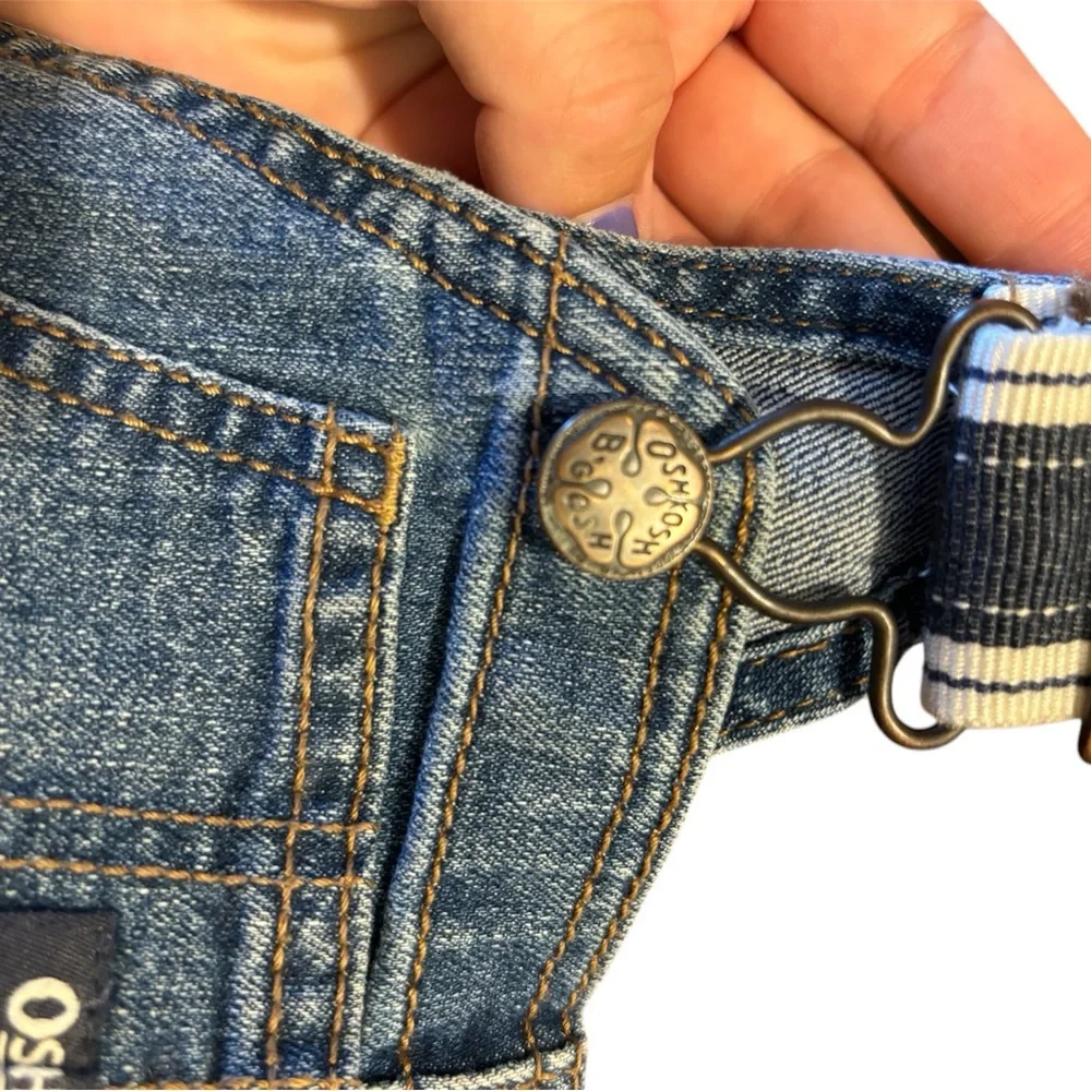 OshKosh B'gosh Blue Denim Overalls with Striped Straps